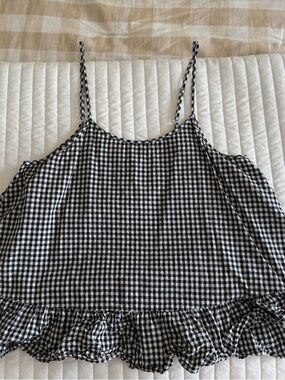 Caution To The Wind Black and White Gingham Cami